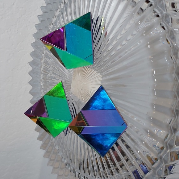 Rainbow Austrian Crystal Pyramids Multi-Colored Prism 3-bundle - Picture 3 of 6